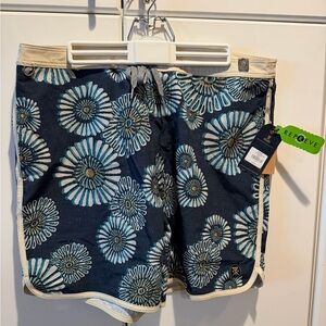 Roark Blue and White Floral Board Shorts